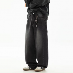 Mens Breathable Loose Medium Waist Jeans