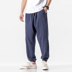 Trending Spring Men's Fashionable Cotton Linen Loose Baggy Harem Sweatpants