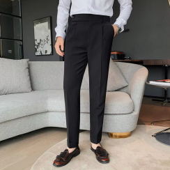Men's Straight Leg High Waist Casual Pant