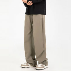 Casual Wide Leg Pants Solid Color Drawstring Pants