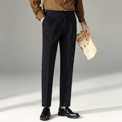 Bronze Buckle Double Blade Waist Tapered Pant For Men