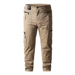 Men's Loose Straight Spring Casual Multi Pocket Cotton Cargo Pants