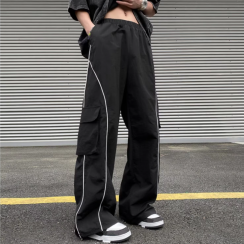 Men's Printing Elastic Waist Loose Cargo Pants With Pockets